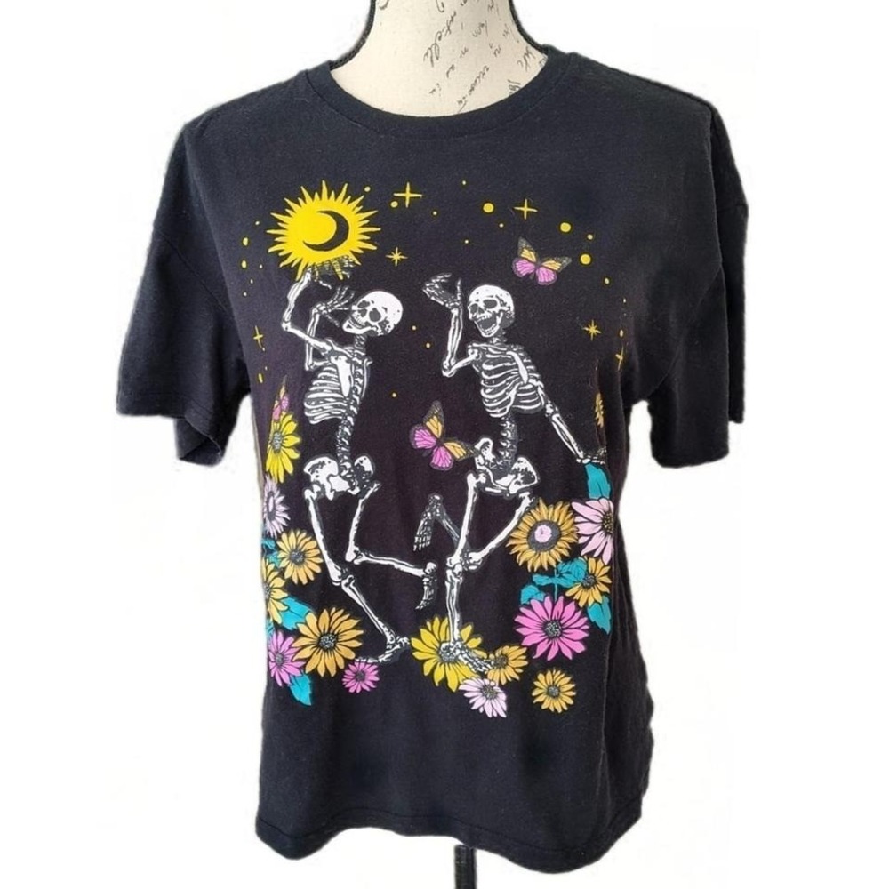 Social Scene Celestial Skeleton Flower T-Shirt Small Medium‎ Whimsygoth Sun Moon